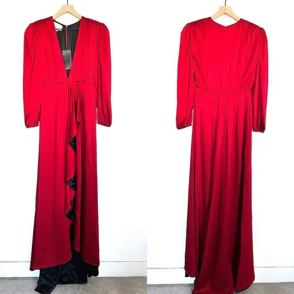 Gucci hammered matt enver satin maxi dress flame black IT42 - Picture 10 of 14